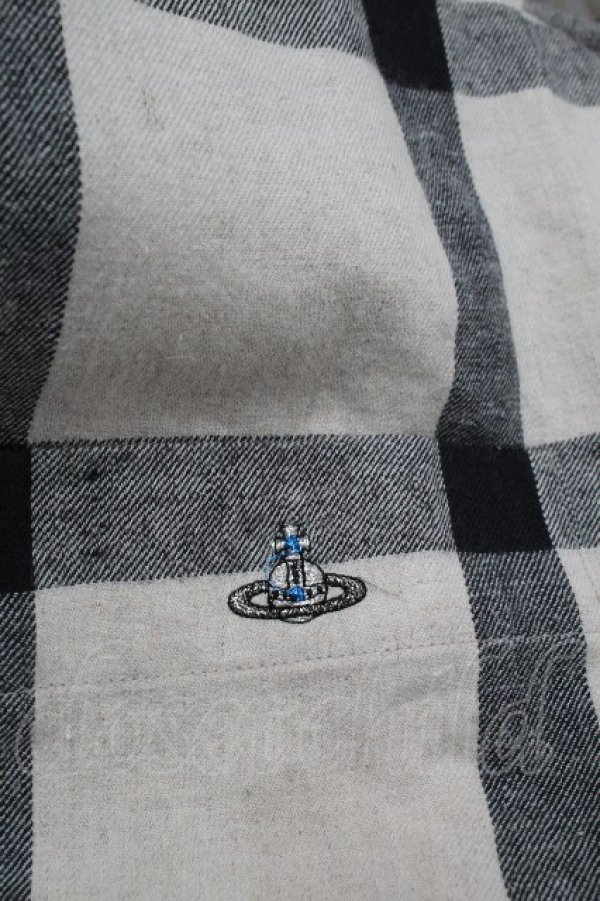 画像6: ヴィヴィアンウエストウッド MAN 中古 / ロングチェックシャツ 46 オフｘ黒  S-26-03-22-022-op-AS-ZS (6)