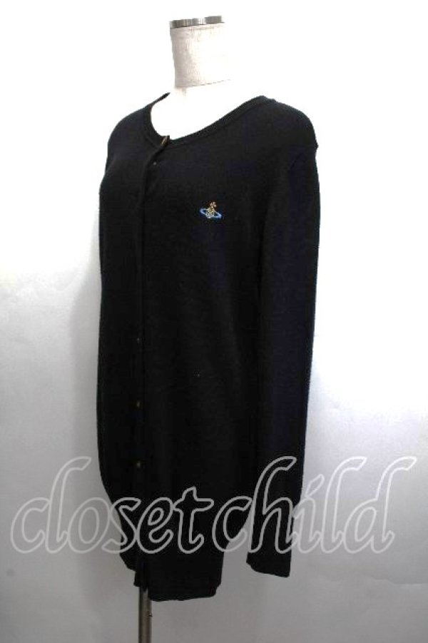 画像2: ヴィヴィアンウエストウッド 中古 / カラーオーブ刺繍ロングカーディガン M 黒  S-26-03-22-025-bl-AS-ZS (2)