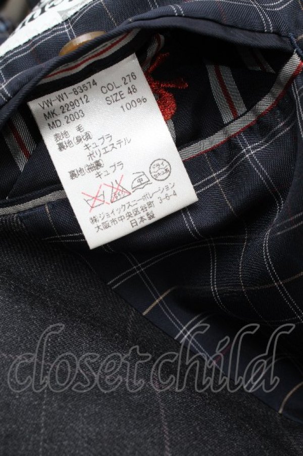 画像6: ヴィヴィアンウエストウッド MAN 中古 / チェックジャケット 50 グレー  S-26-03-22-027-jc-AS-ZS (6)