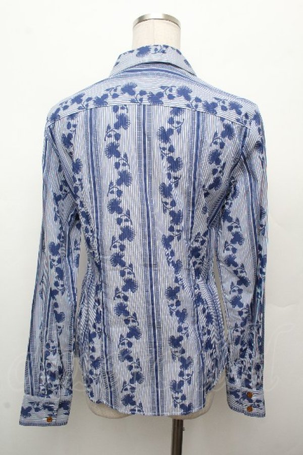 画像2: ヴィヴィアンウエストウッド 中古 / ストライプブラウス 40 ブルー  S-26-03-22-004-bl-AS-ZS (2)