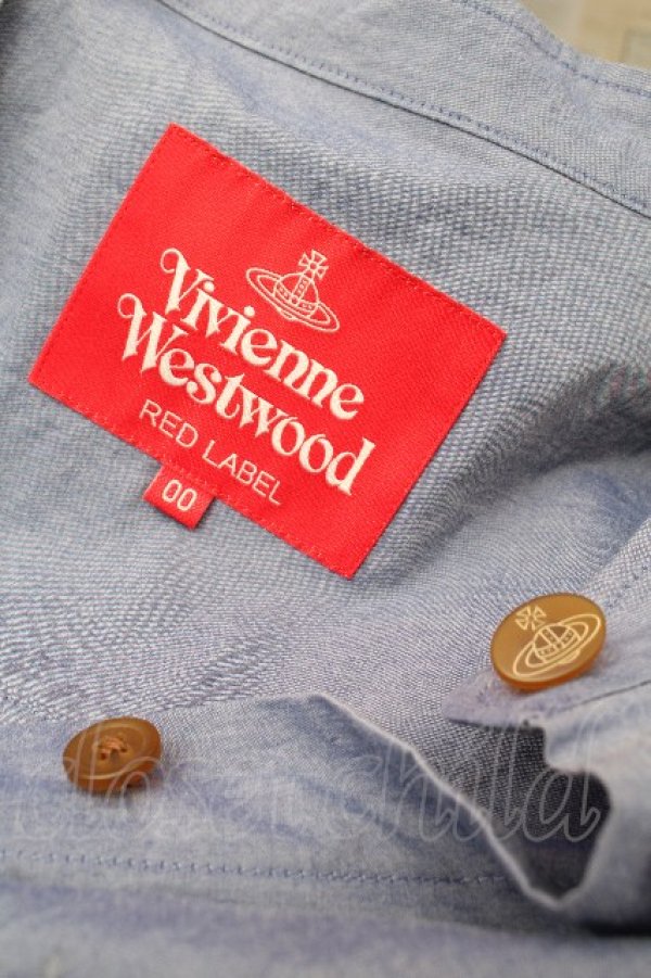 画像5: ヴィヴィアンウエストウッド 中古 / ボリュームスリーブシャツワンピース 00 ブルー  S-26-03-22-032-op-AS-ZS (5)