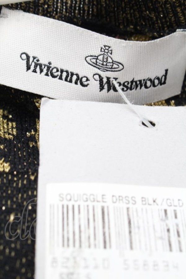 画像5: ヴィヴィアンウエストウッド 中古 / スクイグルノースリーブニット 黒ｘゴールド  S-26-03-22-036-to-YM-ZS (5)