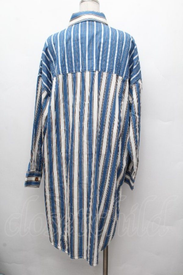 画像3: ヴィヴィアンウエストウッド MAN 中古 / ストライプロングシャツ  青ｘオフ  S-26-03-22-037-bl-AS-ZS (3)