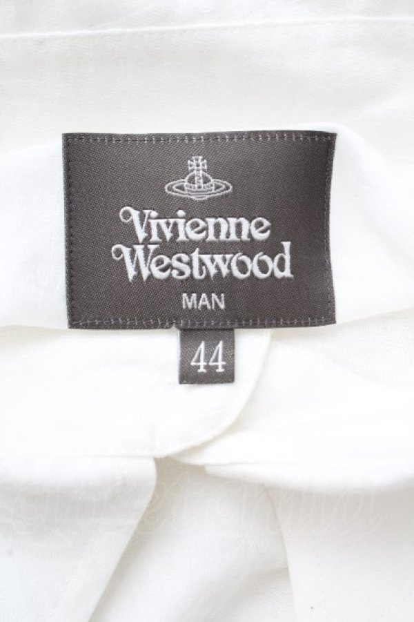 画像4: ヴィヴィアンウエストウッド MAN 中古 / RANDOM LINE ORB サスペンダーシャツ 44 白  S-26-03-22-005-bl-AS-ZS (4)