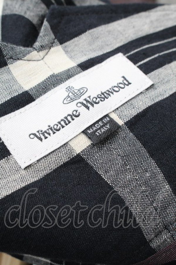 画像4: ヴィヴィアンウエストウッド 中古 / ベルトデザインチェックショートパンツ 38 黒ｘオフ  S-26-03-22-042-pa-AS-ZS (4)