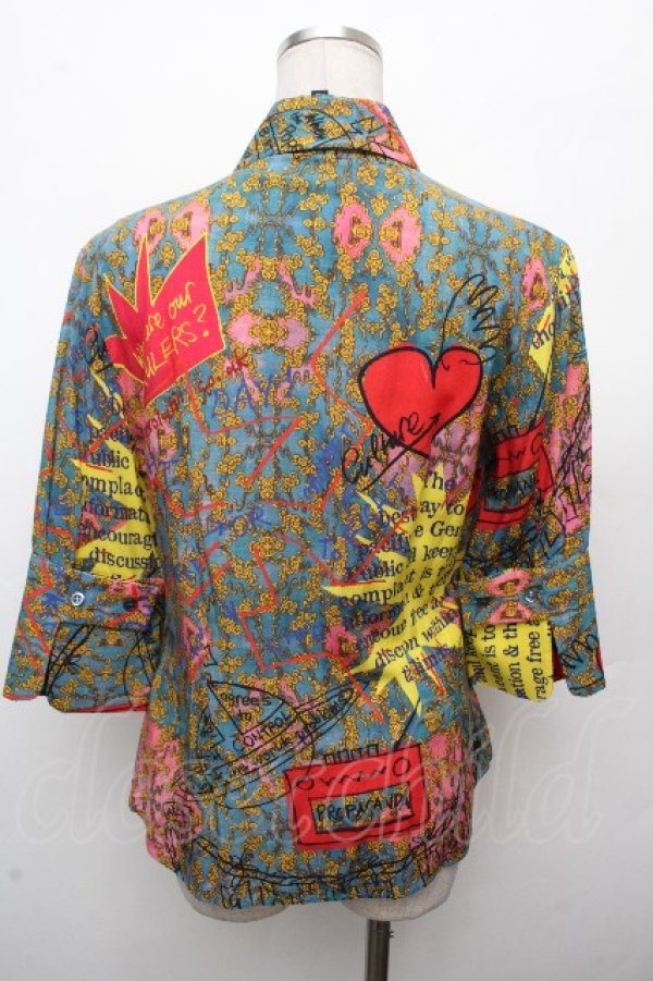 画像2: ヴィヴィアンウエストウッド 中古 / ティーガーデンシャツ 40 ブルー  S-26-03-22-006-bl-SZ-ZS (2)