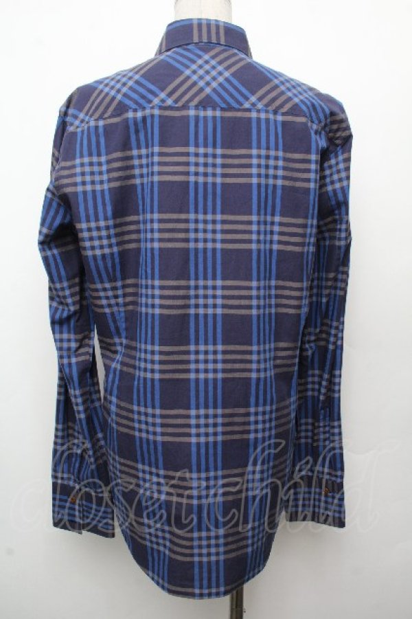 画像2: ヴィヴィアンウエストウッド MAN 中古 / チェックシャツ 48 ブルー  S-26-03-22-009-ts-AS-ZS (2)