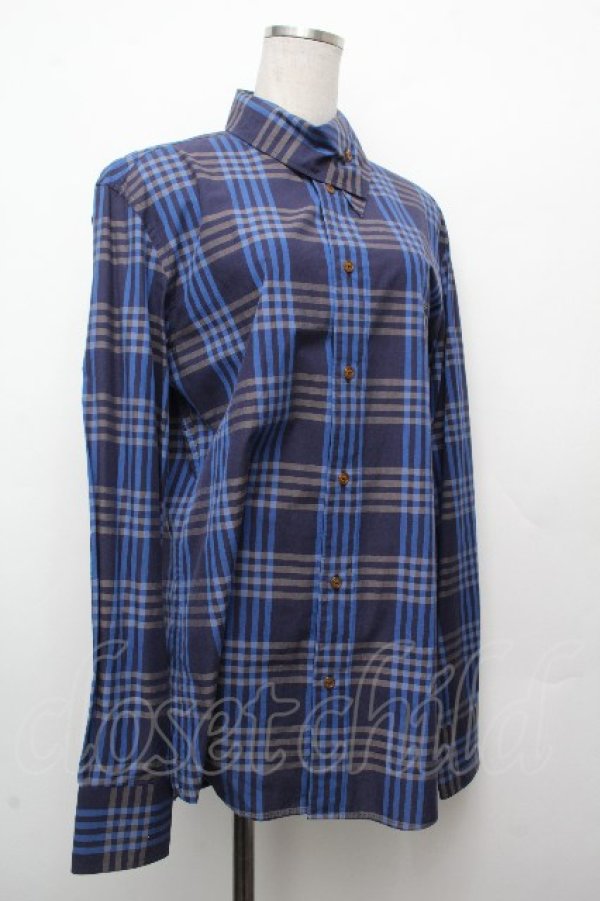 画像3: ヴィヴィアンウエストウッド MAN 中古 / チェックシャツ 48 ブルー  S-26-03-22-009-ts-AS-ZS (3)