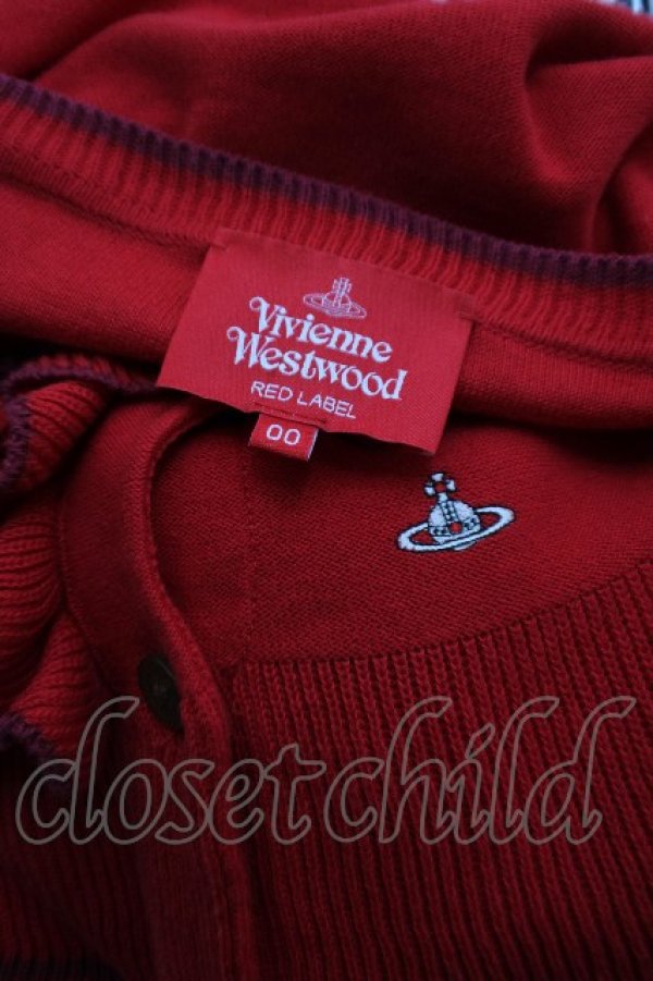 画像4: ヴィヴィアンウエストウッド 中古 / オーブ刺繍フリルニットカーディガン 00 レッド  S-26-03-22-012-to-SZ-ZS (4)