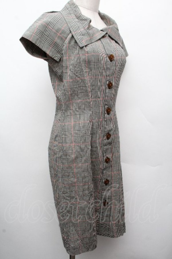 画像3: ヴィヴィアンウエストウッド 中古 //チェックワンピース 1 ベージュｘ黒  S-26-04-12-050-op-AS-ZS (3)