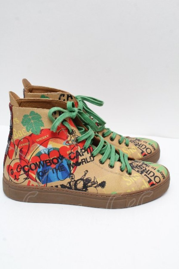 画像3: ヴィヴィアンウエストウッド MAN 中古 / OW TIME HI-TOP スニーカー 40 ベージュ  S-26-04-12-018-sh-AS-ZS (3)