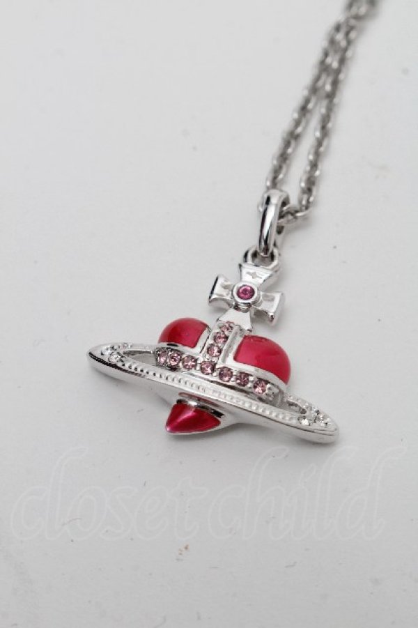 画像2: ヴィヴィアンウエストウッド 中古 / ディアマンテハートスタッドネックレス  ピンク  S-26-04-22-032-nl-AS-ZS (2)