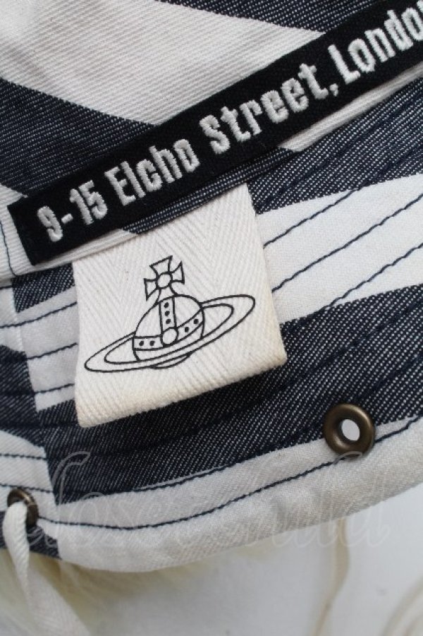 画像4: ヴィヴィアンウエストウッド 中古 / ストライプハット  黒ｘオフ  S-26-04-22-034-ha-AS-ZS (4)