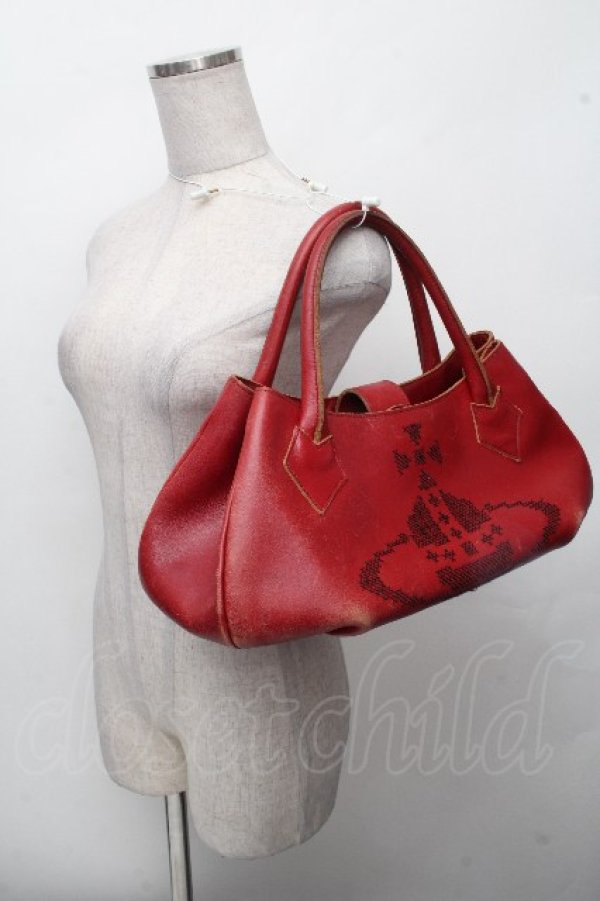 画像6: ヴィヴィアンウエストウッド 中古 / オーブステッチバッグ  赤  S-26-04-22-038-ba-AS-ZS (6)