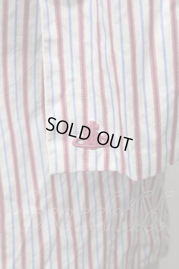 画像3: ヴィヴィアンウエストウッド 中古 / タイフロントブラウス  白ｘ赤ｘブルー  S-26-04-22-043-bl-AS-ZS (3)