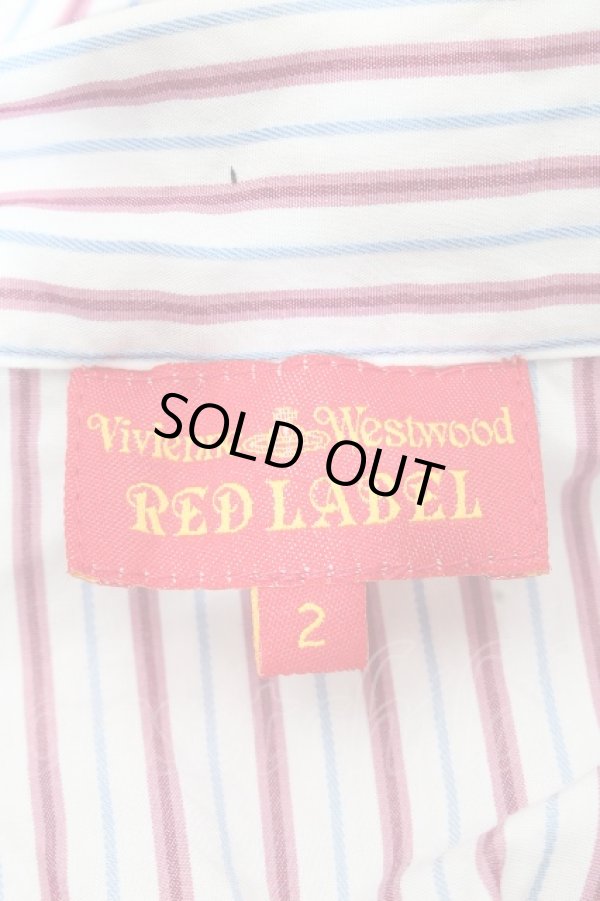 画像4: ヴィヴィアンウエストウッド 中古 / タイフロントブラウス  白ｘ赤ｘブルー  S-26-04-22-043-bl-AS-ZS (4)