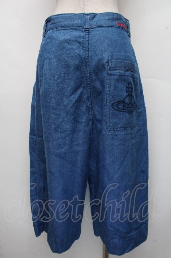 画像2: ヴィヴィアンウエストウッド 中古 / オーブ刺繍デニムハーフパンツ  ブルー  S-26-04-22-048-pa-AS-ZS (2)