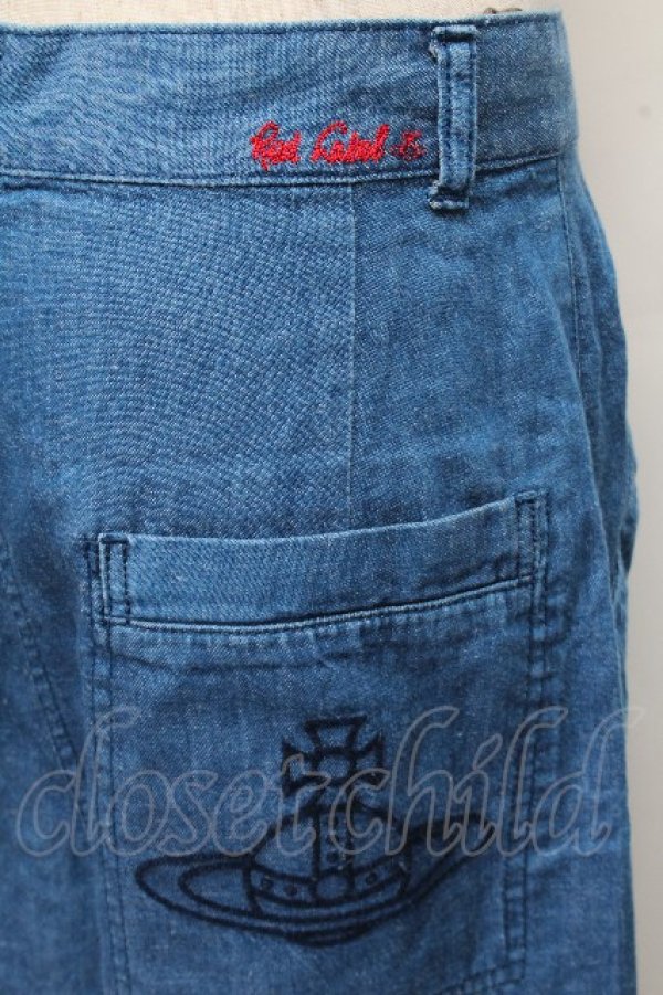 画像3: ヴィヴィアンウエストウッド 中古 / オーブ刺繍デニムハーフパンツ  ブルー  S-26-04-22-048-pa-AS-ZS (3)