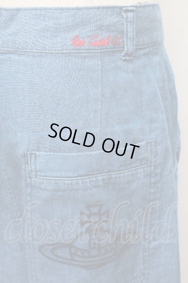 画像3: ヴィヴィアンウエストウッド 中古 / オーブ刺繍デニムハーフパンツ  ブルー  S-26-04-22-048-pa-AS-ZS (3)