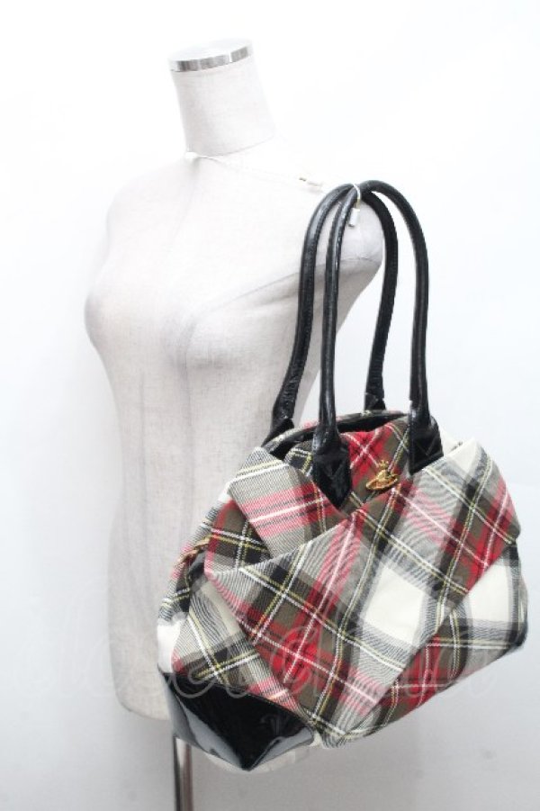 画像6: ヴィヴィアンウエストウッド 中古 / タータンチェックバッグ  白ｘ赤  S-26-04-29-037-ba-AS-ZS (6)