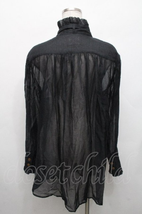 画像2: ヴィヴィアンウエストウッド 中古 / スタンドカラーブラウス 00 黒  S-26-04-29-042-bl-AS-ZS (2)