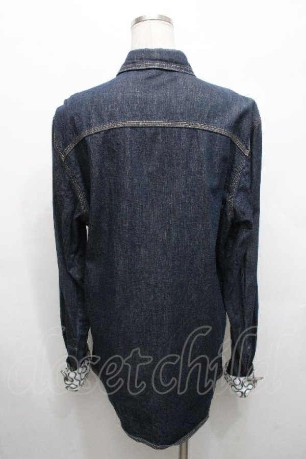 画像2: ヴィヴィアンウエストウッド Anglomania and Lee 中古 / スクイグル切替デニムシャツ L ブルー  S-26-04-29-043-bl-AS-ZS (2)