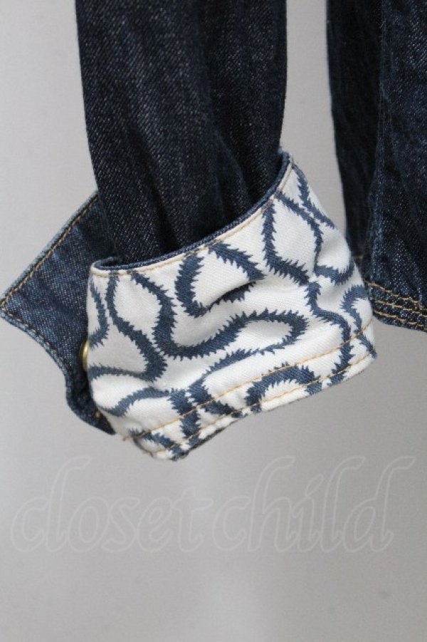 画像4: ヴィヴィアンウエストウッド Anglomania and Lee 中古 / スクイグル切替デニムシャツ L ブルー  S-26-04-29-043-bl-AS-ZS (4)