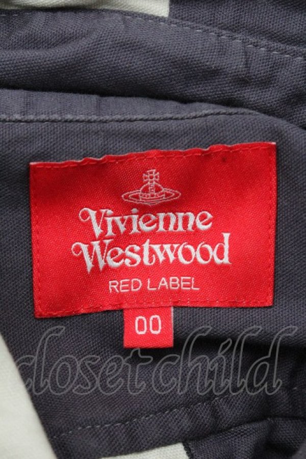 画像4: ヴィヴィアンウエストウッド 中古 / ホース＆ライオンブロッキングシャツ 00 紺ｘオフ  S-26-04-29-047-bl-AS-ZS (4)