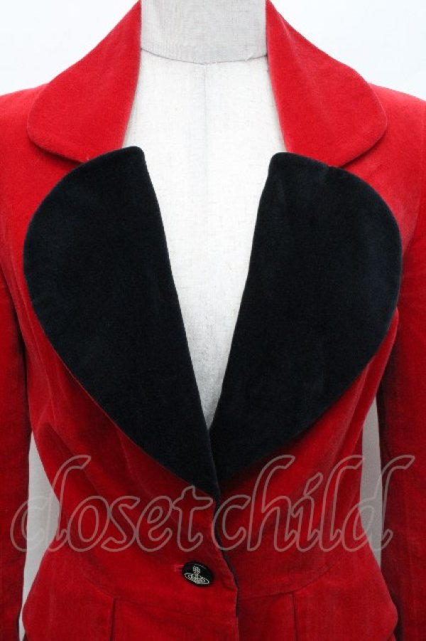 画像3: ヴィヴィアンウエストウッド 中古 / 別珍ラブジャケット 1 赤ｘ黒  S-26-04-29-050-jc-AS-ZS (3)