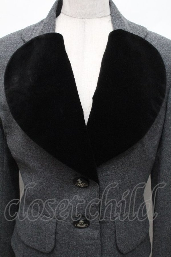 画像3: ヴィヴィアンウエストウッド 中古 / ウールラブジャケット 2 グレーｘ黒  S-26-04-29-051-jc-AS-ZS (3)