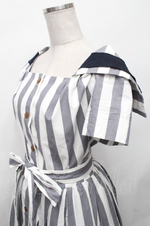 画像3: ヴィヴィアンウエストウッド 中古 / マリンストライプワンピース 00 グレーｘ白  S-26-04-29-054-op-AS-ZS (3)