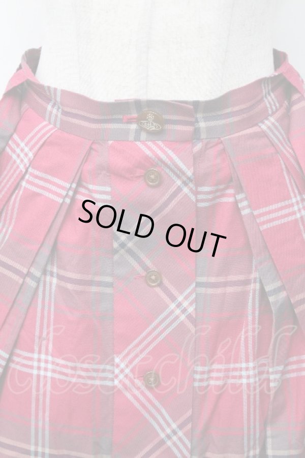 画像3: ヴィヴィアンウエストウッド 中古 / フロントボタンプリーツスカート 1 赤  S-26-04-29-059-sk-AS-ZS (3)