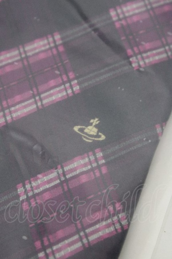 画像3: ヴィヴィアンウエストウッド 中古 / オーブ刺繍チェックネクタイ  パープル  S-26-04-29-027-gd-HR-ZS (3)