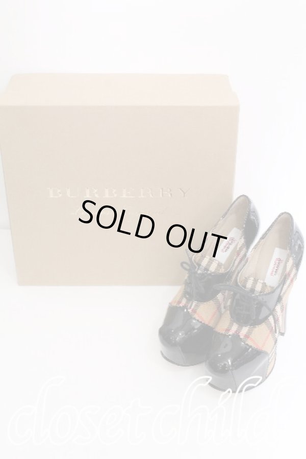 画像5: ヴィヴィアンウエストウッド 中古 / ｘBURBERRY エレベーテッドコートシューズ 38 1/2 黒ｘブラウン  S-26-06-10-025-sh-AS-ZS (5)