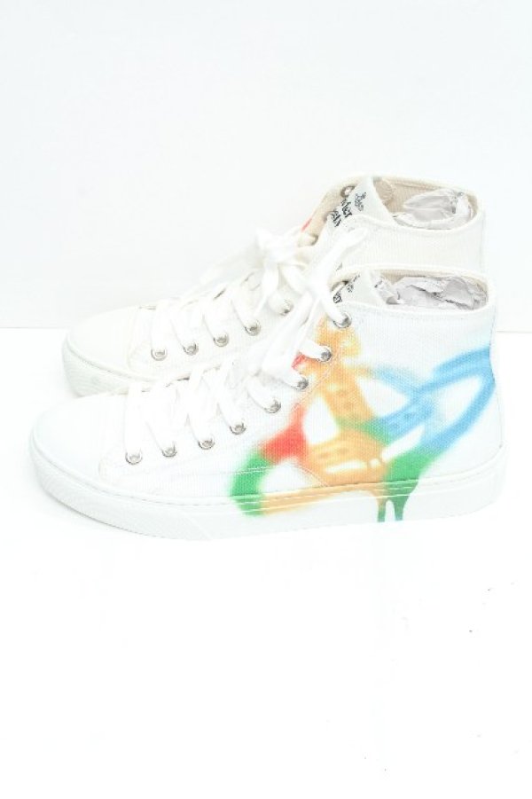 画像2: ヴィヴィアンウエストウッド MAN 中古 / PLIMSOLL HI TOPスニーカー 40 白  S-26-06-21-029-sh-AS-ZS (2)
