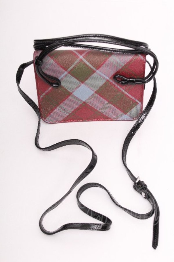 画像2: ヴィヴィアンウエストウッド 中古 / EDINBURGHハンティングタータンバッグ  ワインｘカーキ  S-26-06-21-044-ba-AS-ZS (2)