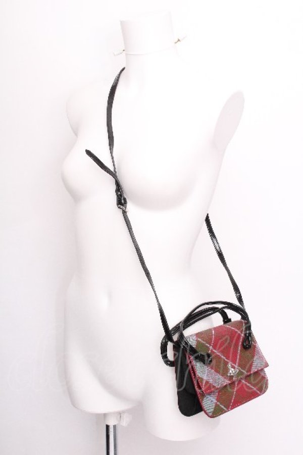 画像5: ヴィヴィアンウエストウッド 中古 / EDINBURGHハンティングタータンバッグ  ワインｘカーキ  S-26-06-21-044-ba-AS-ZS (5)