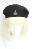 画像2: ヴィヴィアンウエストウッド 中古 / オーブ刺繍ベレー  黒  S-26-06-21-022-gd-AS-ZS (2)