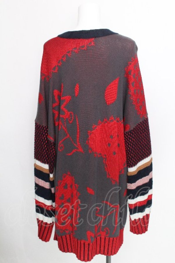 画像2: ヴィヴィアンウエストウッド MAN 中古 / 総柄サマーニット 44 グレーｘ赤  S-26-08-16-039-to-AS-ZS (2)