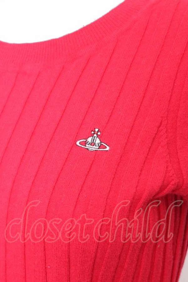画像3: ヴィヴィアンウエストウッド 中古 / 単色オーブ刺繍ニット 00 赤  S-26-09-06-030-to-AS-ZS (3)