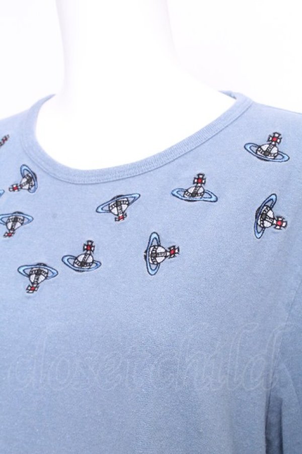 画像3: ヴィヴィアンウエストウッド 中古 / オーブ刺繍Tシャツ XXL ブルー  S-26-09-06-031-ts-AS-ZS (3)