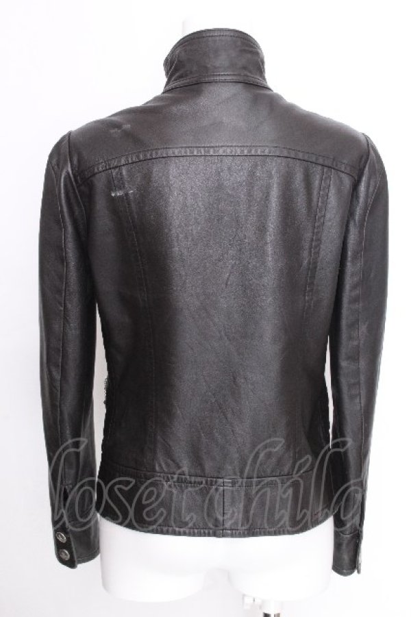 画像2: ヴィヴィアンウエストウッド 中古 / ユニオンジャックZIPレザージャケット 2 黒  S-26-09-06-050-jc-AS-ZS (2)