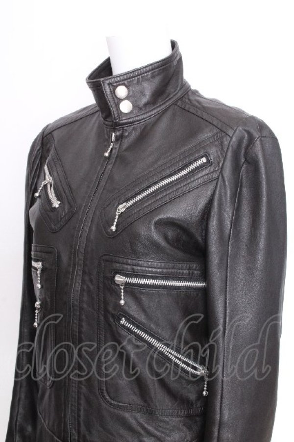 画像3: ヴィヴィアンウエストウッド 中古 / ユニオンジャックZIPレザージャケット 2 黒  S-26-09-06-050-jc-AS-ZS (3)
