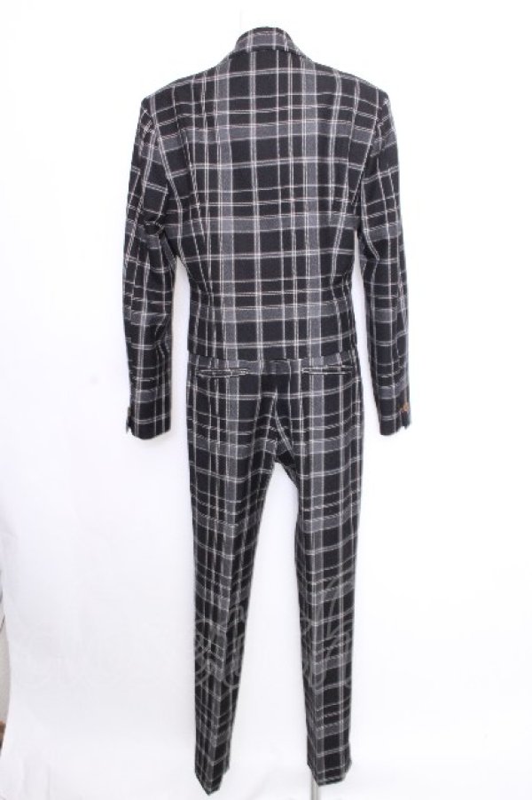 画像2: ヴィヴィアンウエストウッド MAN 中古 / SU/チェック柄セットアップ 44 グレーｘ黒  S-26-09-06-054-jc-AS-ZS (2)