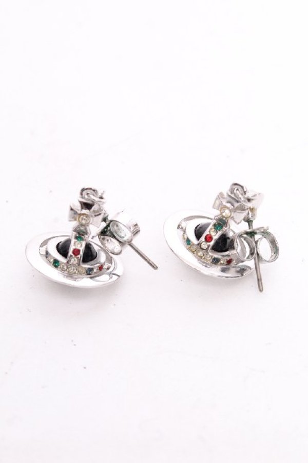 画像2: ヴィヴィアンウエストウッド 中古 / プチオーブピアス  シルバーｘ黒  S-26-09-06-012-ac-AS-ZS (2)