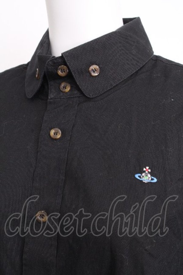 画像3: ヴィヴィアンウエストウッド 中古 / カラーオーブ刺繍高襟シャツ 50 黒  S-26-09-13-022-bl-AS-ZS (3)