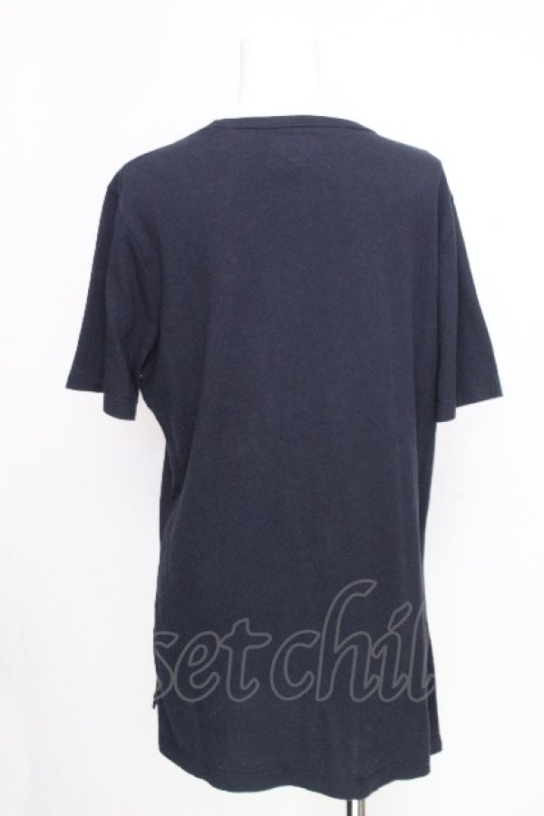 画像2: ANGLOMANIA 中古 / オーブ刺繍Tシャツ M 紺  S-26-09-13-026-ts-AS-ZS (2)