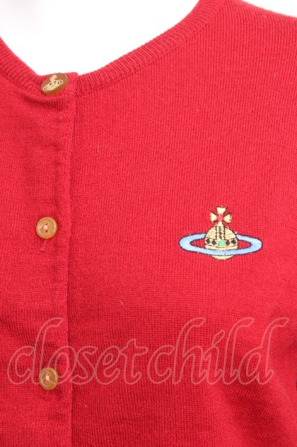 画像3: ヴィヴィアンウエストウッド 中古 / カラーオーブ刺繍カーディガン M 赤  S-26-09-13-011-to-AS-ZS (3)