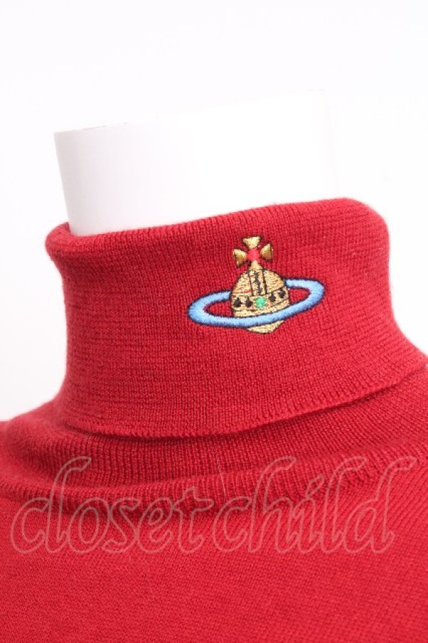 画像3: ヴィヴィアンウエストウッド 中古 / カラーオーブ刺繍ハイネックニット M 赤  S-26-09-13-012-to-HR-ZS (3)