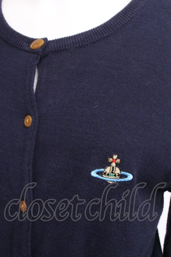 画像3: ヴィヴィアンウエストウッド 中古 / カラーオーブ刺繍カーディガン  紺  S-26-09-13-016-to-HR-ZS (3)